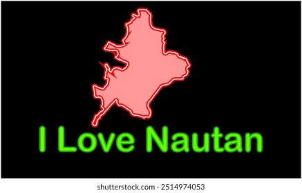 Leuchtende Karte von Nautan, Bezirk Champaran, Bundesstaat Bihar, Republik Indien, Regierung von Bihar, indisches Territorium, Ostindien, Politik, Dorf, Tourismus
