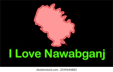 Glowing map of Nawabganj, Bareilly District, Uttar Pradesh State, Republic of India, Government of  Uttar Pradesh, Indian territory, Eastern India, politics, village, tourism