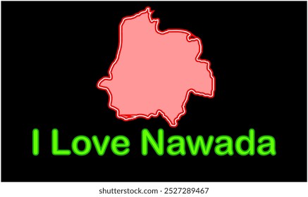 Glowing map of Nawada, Nawada District, Bihar State, Republic of India, Government of Bihar, Indian territory, Eastern India, politics, village, tourism