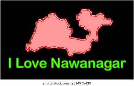 Glowing map of Nawanagar, Buxar District, Bihar State, Republic of India, Government of Bihar, Indian territory, Eastern India, politics, village, tourism