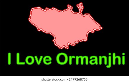 Glowing map of Ormanjhi, Ranchi District, Jharkhand state, Republic of India, Government of Jharkhand, Indian territory, Eastern India, politics, village, tourism