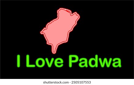 Glowing map of Padwa, Palamu District, Jharkhand state, Republic of India, Government of Jharkhand, Indian territory, Eastern India, politics, village, tourism