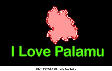 Glowing map of Palamu district, Palamu District, Jharkhand state, Republic of India, Government of Jharkhand, Indian territory, Eastern India, politics, village, tourism