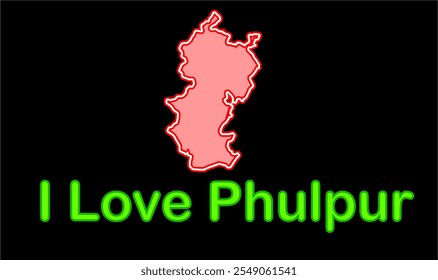 Glowing map of Phulpur, Allahabad District, Uttar Pradesh State, Republic of India, Government of  Uttar Pradesh, Indian territory, Eastern India, politics, village, tourism