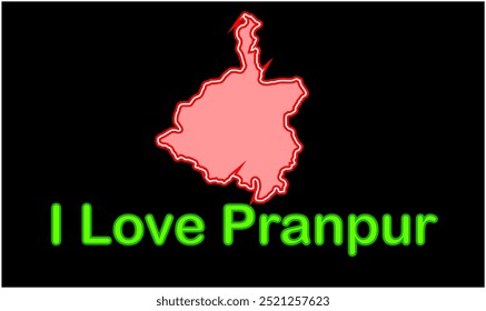 Glowing map of pranpur, Katihar District, Bihar State, Republic of India, Government of Bihar, Indian territory, Eastern India, politics, village, tourism