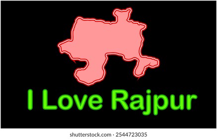 Glowing map of Rajpur, Rohtas District, Bihar State, Republic of India, Government of Bihar, Indian territory, Eastern India, politics, village, tourism