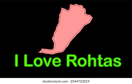 Glowing map of Rohtas District, Rohtas District, Bihar State, Republic of India, Government of Bihar, Indian territory, Eastern India, politics, village, tourism