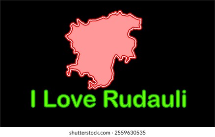 Glowing map of Rudauli, Faizabad District, Uttar Pradesh State, Republic of India, Government of  Uttar Pradesh, Indian territory, Eastern India, politics, village, tourism