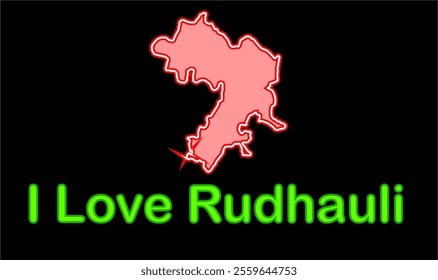 Glowing map of Rudhauli, Basti District, Uttar Pradesh State, Republic of India, Government of  Uttar Pradesh, Indian territory, Eastern India, politics, village, tourism