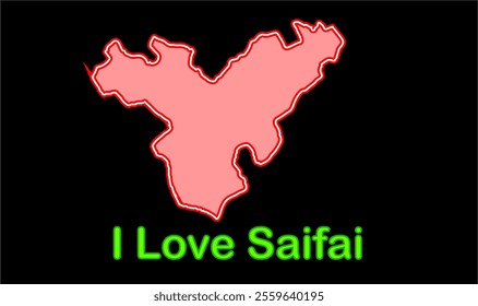 Glowing map of Saifai, Etawah District, Uttar Pradesh State, Republic of India, Government of  Uttar Pradesh, Indian territory, Eastern India, politics, village, tourism