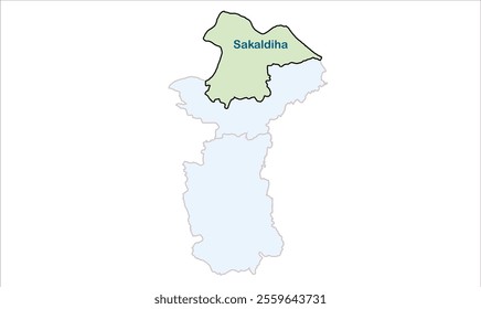 Glowing map of Sakaldiha, Chandauli District, Uttar Pradesh State, Republic of India, Government of  Uttar Pradesh, Indian territory, Eastern India, politics, village, tourism