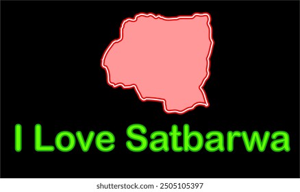 Glowing map of Satbarwa, Palamu District, Jharkhand state, Republic of India, Government of Jharkhand, Indian territory, Eastern India, politics, village, tourism