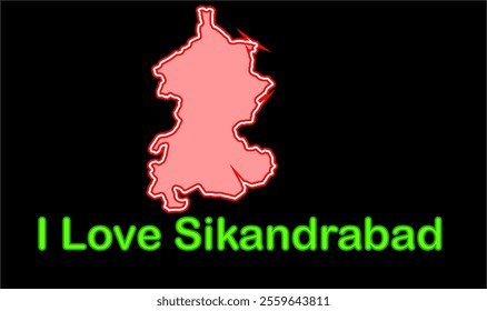 Glowing map of Sikandrabad, Bulandshahr District, Uttar Pradesh State, Republic of India, Government of  Uttar Pradesh, Indian territory, Eastern India, politics, village, tourism