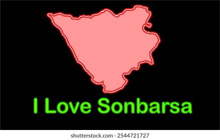 Glowing map of Sonbarsa ,Saharsa District, Bihar State, Republic of India, Government of Bihar, Indian territory, Eastern India, politics, village, tourism