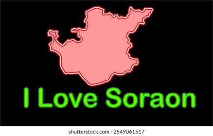 Glowing map of Soraon, Allahabad District, Uttar Pradesh State, Republic of India, Government of  Uttar Pradesh, Indian territory, Eastern India, politics, village, tourism