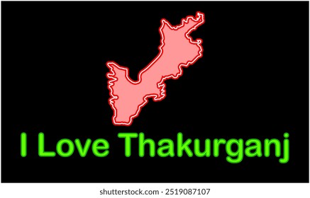 Glowing map of Thakurganj, Kishanganj District, Bihar State, Republic of India, Government of Bihar, Indian territory, Eastern India, politics, village, tourism