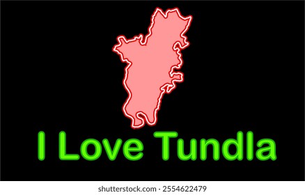 Glowing map of Tundla, Firozabad District, Uttar Pradesh State, Republic of India, Government of  Uttar Pradesh, Indian territory, Eastern India, politics, village, tourism