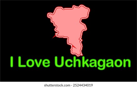 Glowing map of Uchkagaon, Gopalganj District, Bihar State, Republic of India, Government of Bihar, Indian territory, Eastern India, politics, village, tourism