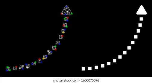 Glowing mesh dotted growth line icon with glare effect. Abstract illuminated model of dotted growth line. Shiny wire carcass polygonal network dotted growth line icon.
