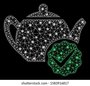 Glowing mesh for dummies only with glow effect. Abstract illuminated model of for dummies only icon. Shiny wire carcass polygonal mesh for dummies only. Vector abstraction on a black background.