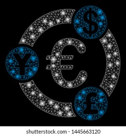Glowing mesh international financial collaboration with glow effect. Abstract illuminated model of international financial collaboration icon.