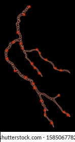 Glowing mesh lightning with sparkle effect. Abstract illuminated model of lightning icon. Shiny wire frame triangular mesh lightning. Vector abstraction on a black background.