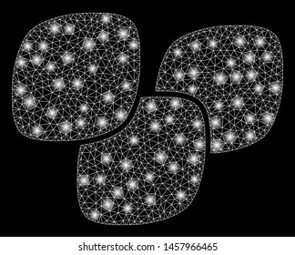Glowing mesh medical tablets with glitter effect. Abstract illuminated model of medical tablets icon. Shiny wire frame polygonal network medical tablets. Vector abstraction on a black background.