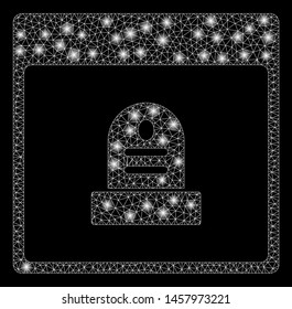 Glowing mesh memorial tombstone calendar page with glare effect. Abstract illuminated model of memorial tombstone calendar page icon. Shiny wire frame polygonal mesh memorial tombstone calendar page.