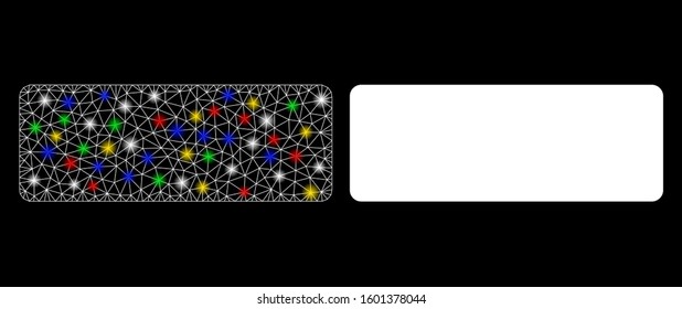 Glowing mesh minus icon with glitter effect. Abstract illuminated model of minus. Shiny wire carcass polygonal mesh minus icon. Vector abstraction on a black background.