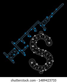 Glowing mesh narcotic business with glitter effect. Abstract illuminated model of narcotic business icon. Shiny wire carcass polygonal network narcotic business.