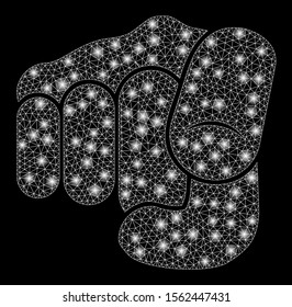 Glowing mesh only you with sparkle effect. Abstract illuminated model of only you icon. Shiny wire carcass polygonal mesh only you. Vector abstraction on a black background.