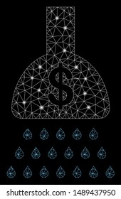 Glowing mesh payment shower with glow effect. Abstract illuminated model of payment shower icon. Shiny wire frame polygonal mesh payment shower. Vector abstraction on a black background.