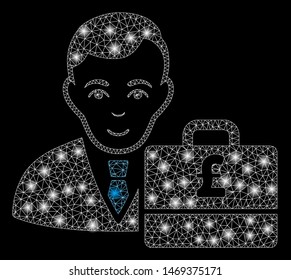 Glowing mesh Pound Sterling accounter with glitter effect. Abstract illuminated model of Pound Sterling accounter icon. Shiny wire carcass polygonal mesh Pound Sterling accounter.
