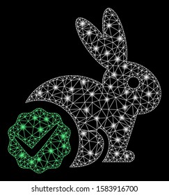 Glowing mesh for rabbits only with lightspot effect. Abstract illuminated model of for rabbits only icon. Shiny wire frame triangular mesh for rabbits only. Vector abstraction on a black background.