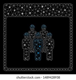 Glowing mesh staff calendar page with lightspot effect. Abstract illuminated model of staff calendar page icon. Shiny wire frame triangular mesh staff calendar page.