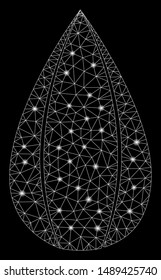 Glowing mesh sunflower seed with glow effect. Abstract illuminated model of sunflower seed icon. Shiny wire frame triangular mesh sunflower seed. Vector abstraction on a black background.