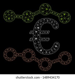 Glowing mesh trends with glow effect. Abstract illuminated model of trends icon. Shiny wire frame triangular mesh trends. Vector abstraction on a black background.