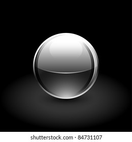 Glowing metallic ball with black shadow on gray background