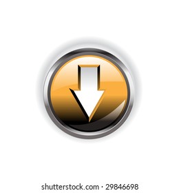 Glowing metallic web button isolated on a white background for designer use