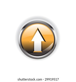 Glowing metallic web button isolated on a white background