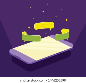 Glowing mobile phone with spinning messages