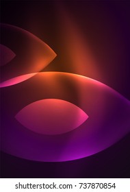 Glowing modern geometric shapes in dark space. Vector digital abstract background