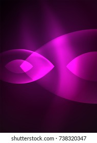 Glowing modern geometric shapes in dark space. Vector digital abstract background