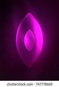 Formas geométricas modernas brillantes en el espacio oscuro. Fondo abstracto digital vectorial