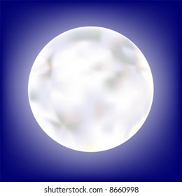 A glowing moon in a deep blue sky.  The vector file uses a gradient mesh and is in AI-EPS8 format.