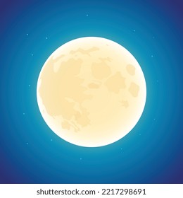glowing moon illustration with blue sky