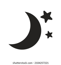 glowing moon and star icon, weather forecast, glyph icon, silhouette icon, solid icon. very suitable for use in websites, applications, digital, apps and others.