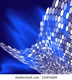 Glowing mosaic background and striped