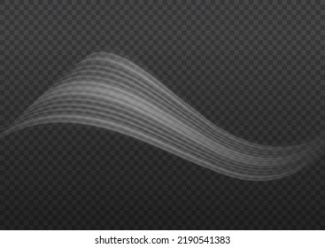Glowing motion line. Dynamic white waves. Luminous lines of speed. Light sparkling effect. Magic speed flying trails of shine, bright shimmer particles fly. Vector illustration.