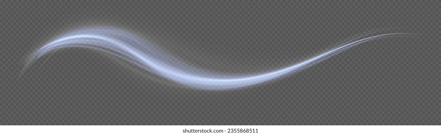 Glowing motion line. Magic speed flying trails of shine, bright shimmer particles fly. Dynamic blue waves. Luminous lines of speed. Light sparkling effect. Twist blue. Vector illustration.